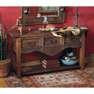 Hand tooled western console